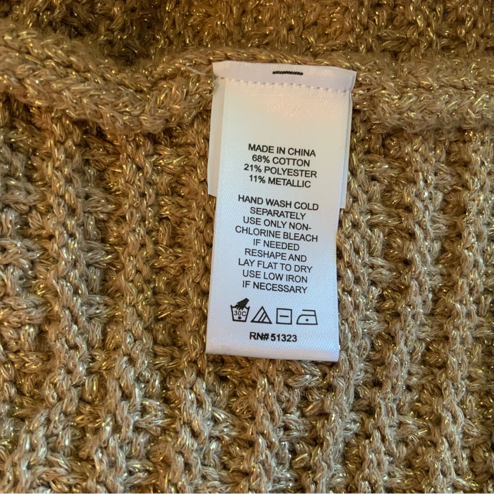 S119 New CeCe Cardigan Women’s Size PS Beige 68% Cotton Metallic Polyester - Picture 10 of 11